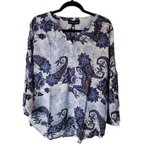 Grand and Greene Womens Lightweight Boho Paisley Blouse Sz Medium Multicolored